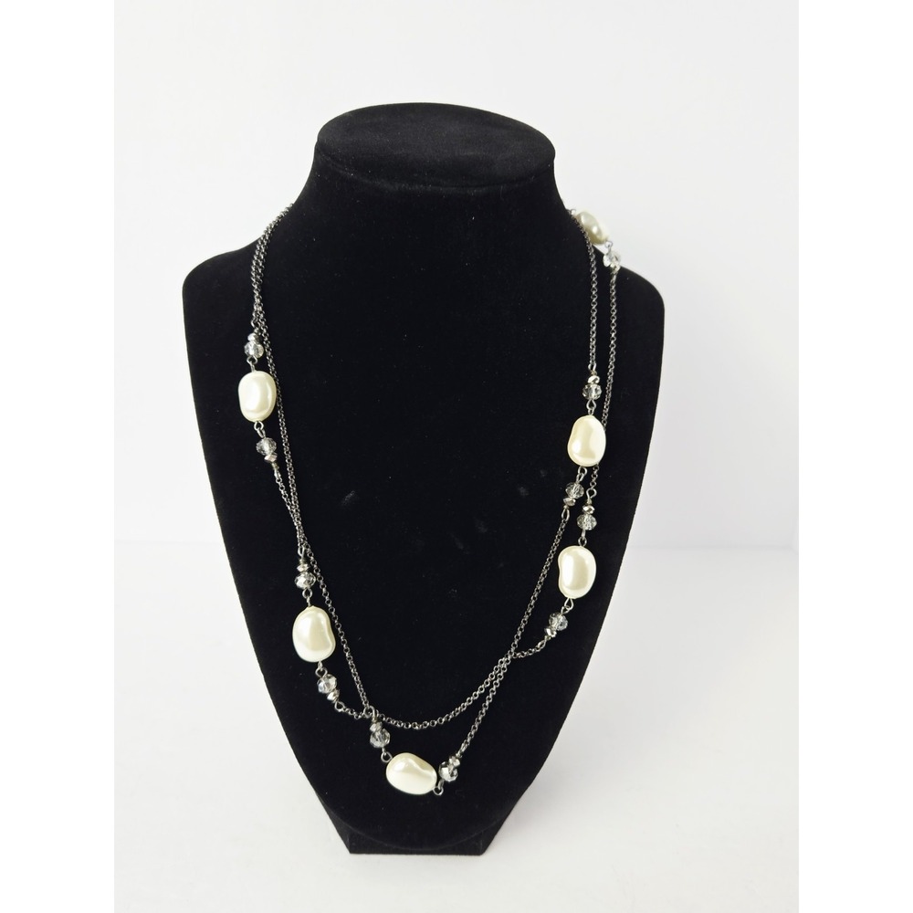 Anne Taylor Necklace long‎ rhinestone faux pearl fancy NWT
